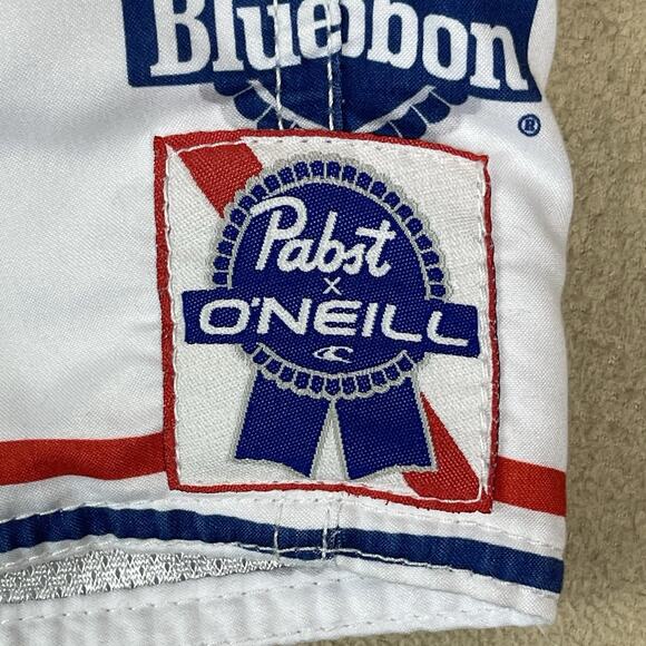 O'neill x Pabst Blue Ribbon Swim Trunk Mens 29‎ White Drawstring Waist Pockets - Picture 8 of 15